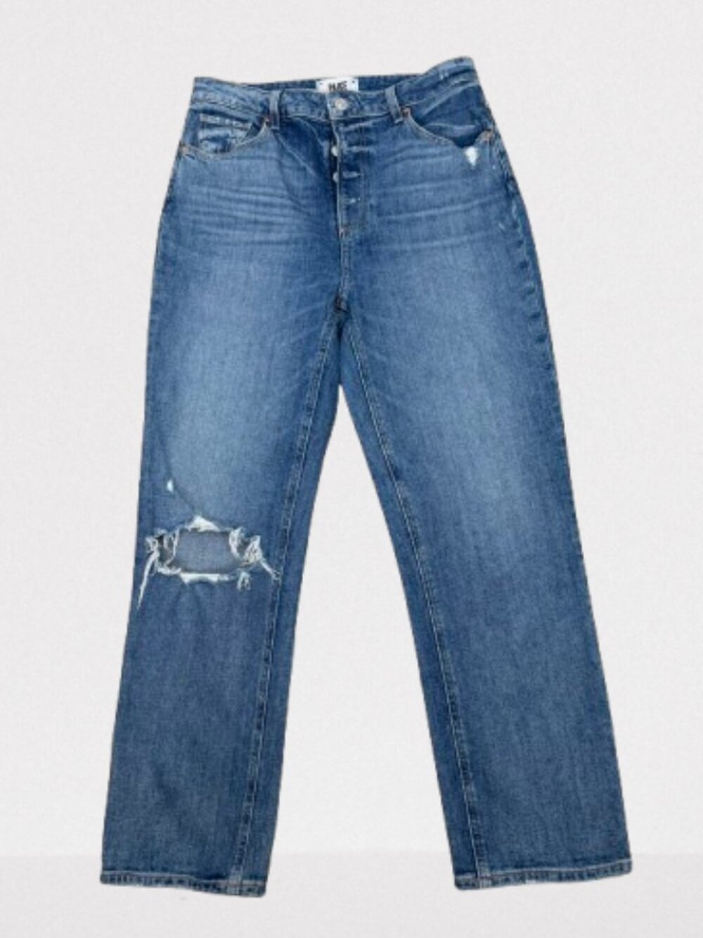 Page Sarah Straight Ankle Button Fly Distressed Jeans Size 28 Worn Twice